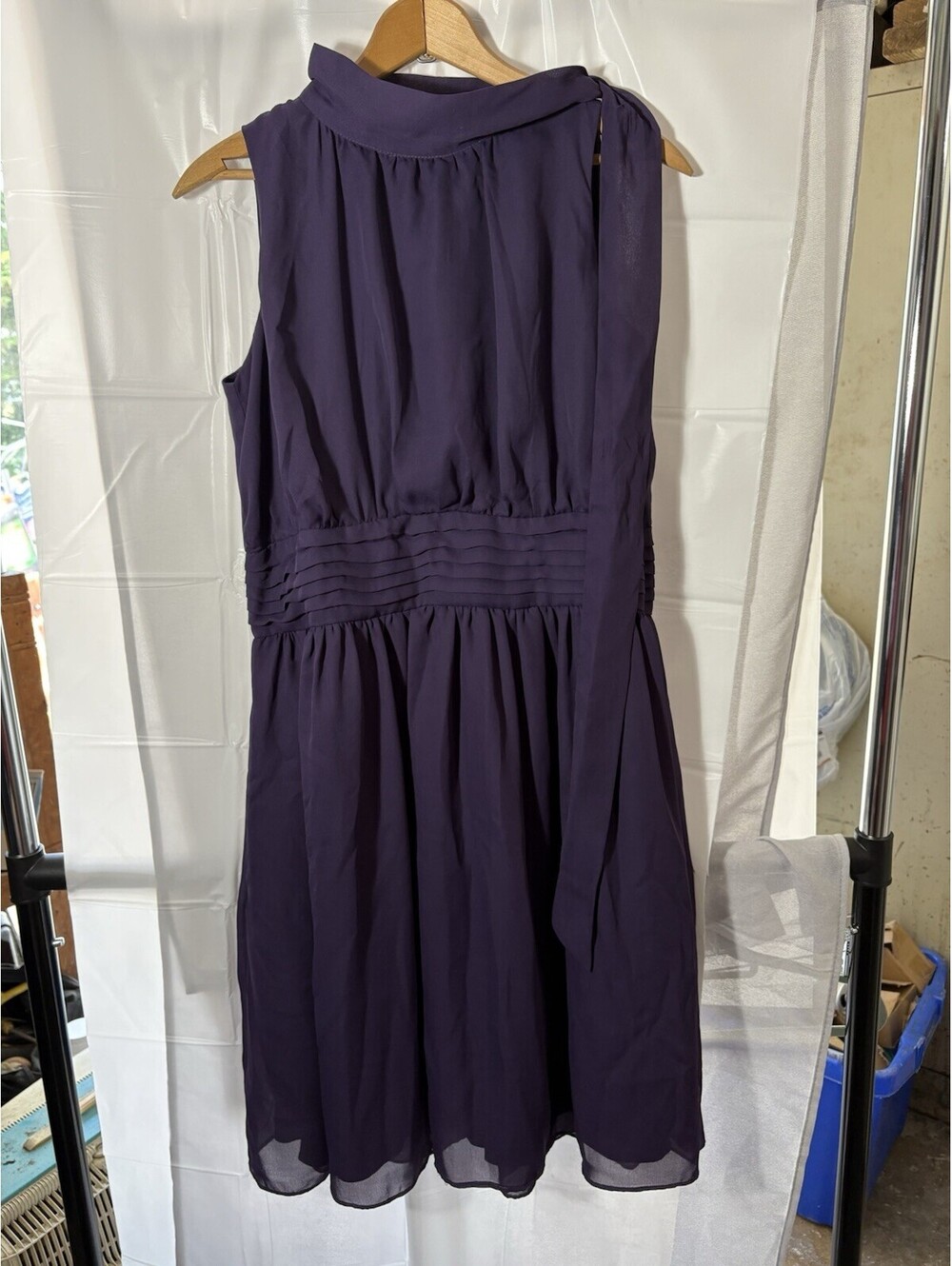 Purple Dialogue Women's Sleeveless Dress Size S NWT. Side neck tie.